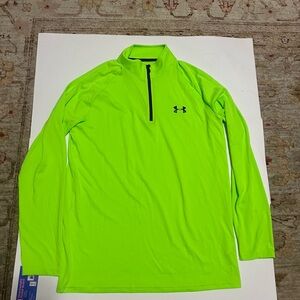 Men’s Under Armour UA Heatgear Bright Green 1/4 Zip Loose Fit LS Size: Small
